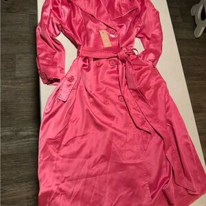 Pink Women's Trench Coat